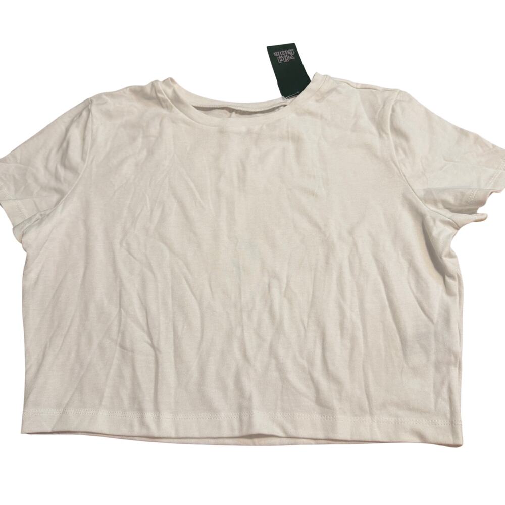 Wild Fable Women's Eco White Short Sleeve Cropped T-Shirt - Size Large - NWT